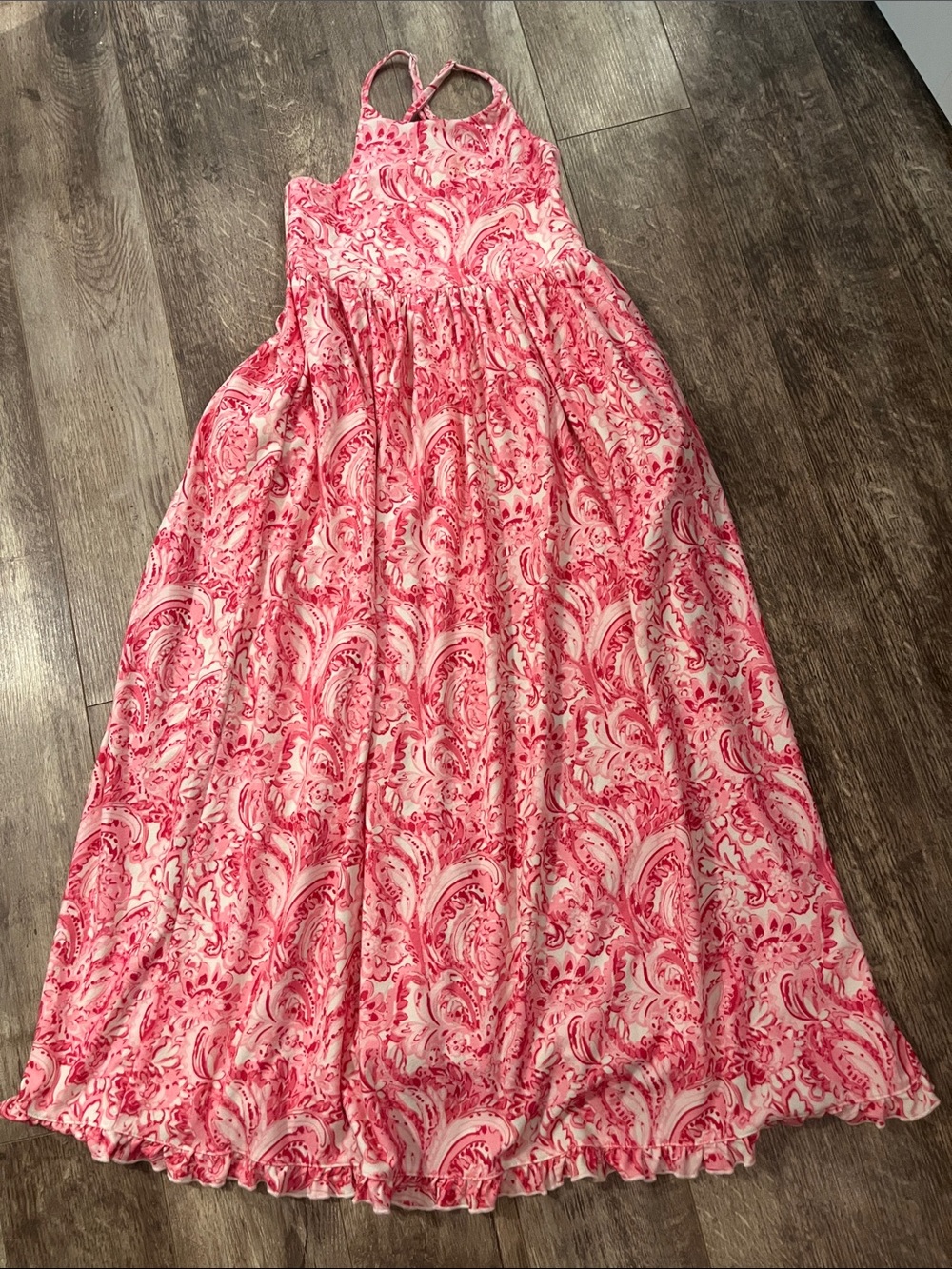 SweetHoney Pink and White Paisley Maxi Dress for Girls Size 8y